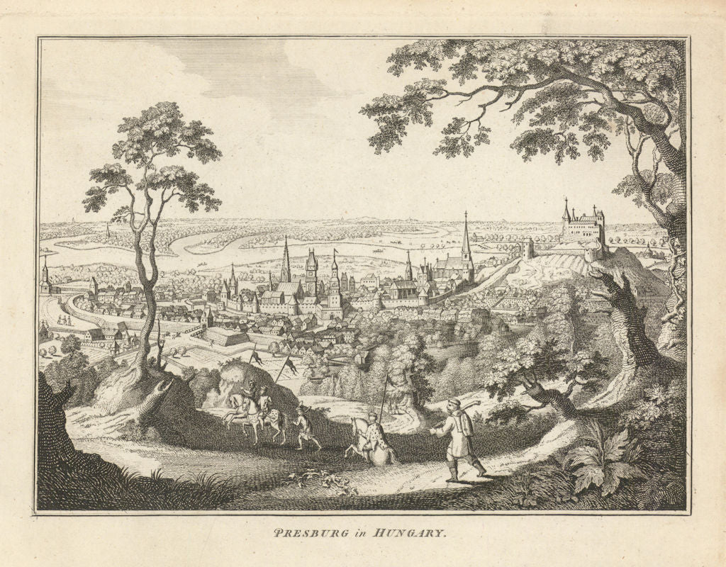 View of Presburg in Hungary. Bratislava, Slovakia 1787 old antique print